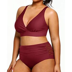 NWT Maroon Ruched Full Lined Bathing Suit High Waisted Tummy Control Swimsuit